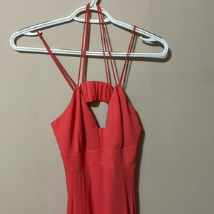 Express Coral Pink Halter Multi-Strap Cutout Fit and Flare Cocktail Dress Size 4